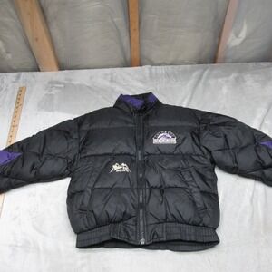 Colorado Rockies Pro Player Down Jacket Kids Medium 10/12 Blk MLB Puff THICK VTG